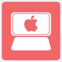 Consulting icon.  Computer drawing with Apple logo on screen.